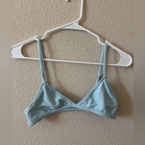 70s Style Nasty Gal Light Blue Ribbed Micro Bikini Top